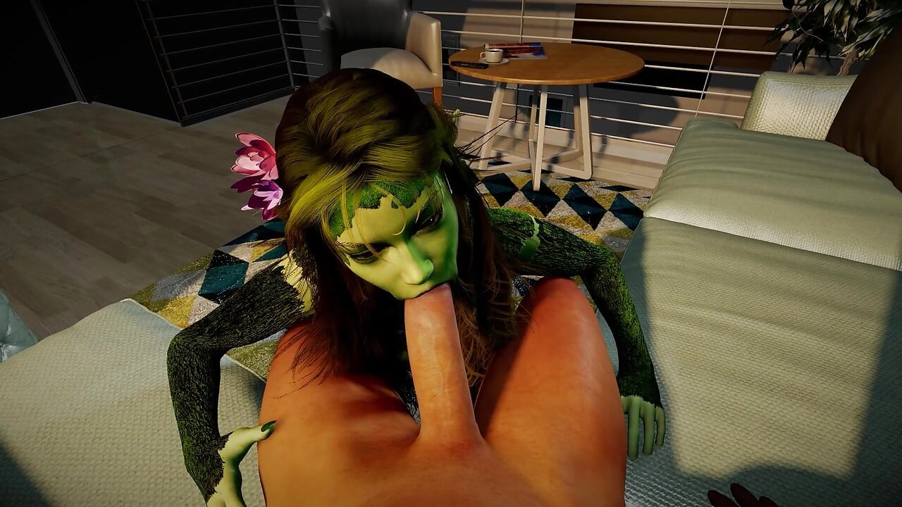 Sexy Dryad chupa polla en primer plano