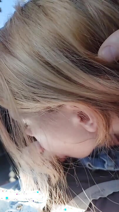 Pretty teen gives a hot POV blowjob in the car!