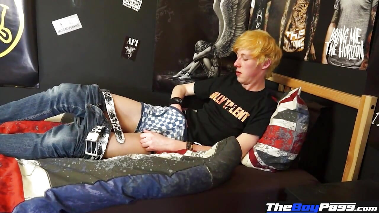 Cute 18 year old jerks his uncut dick