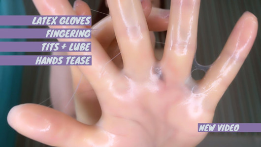 Medical latex gloves tease and fingering