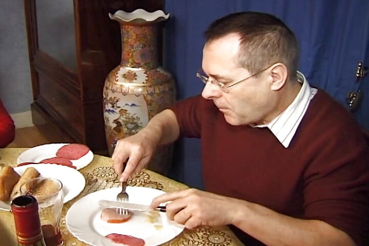 French Granny Got to Suck Cock at Dinner