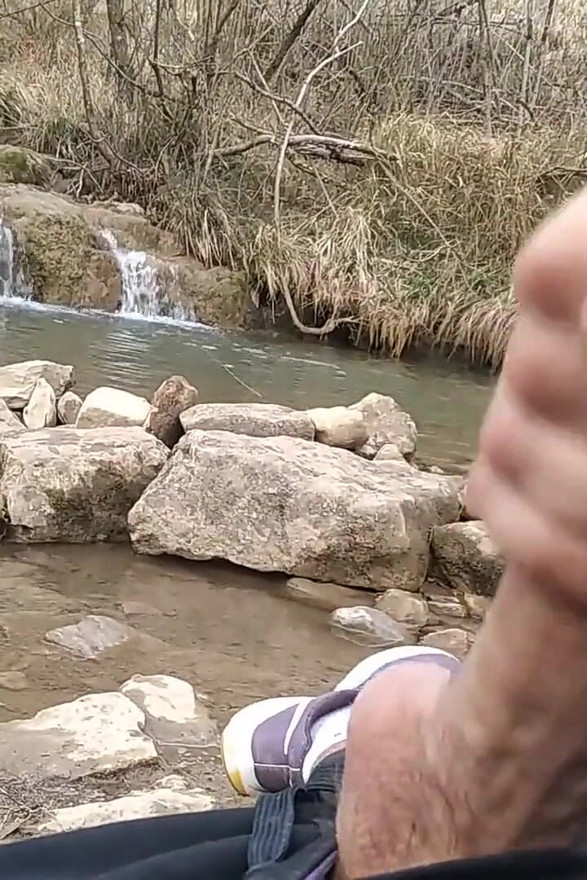 Uncut Big Fat Cock Hiker Unloads His Thick Cumshot in Exotic Place