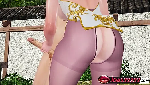 Elf Syndra in Nylon 3D-Animation - Genießen Sie Frenulum lecken für großen schwanz, stehender handjob streicheln und halsfick