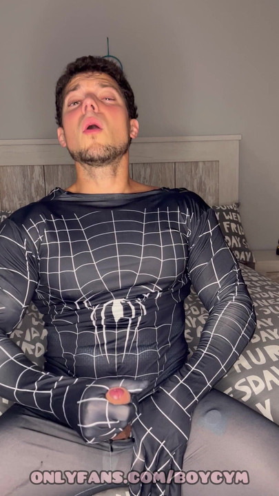 🔥SPIDERMAN GAY plays with his flexible cock