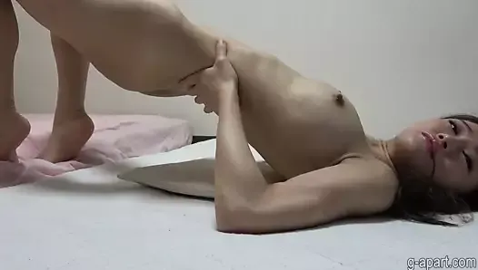 Japanese girl shows nude gymnastics