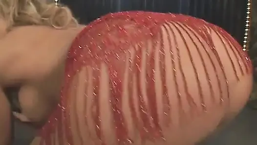 Enchanting blonde with big boobs masturbating with a sex machine