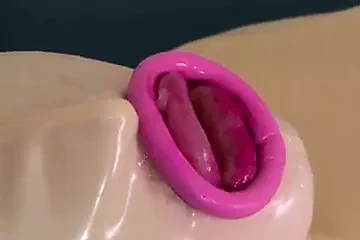 Latex rubber doll blowjob.