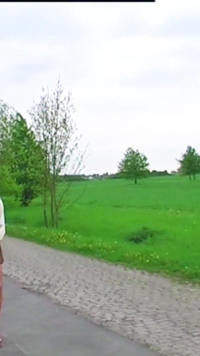 Unforgettable moment from "Posed & Wanked In Public - most exciting is biking in short clothes and shiny nylon stockings"