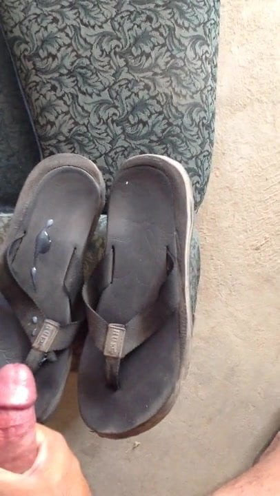 well worn cumed flipflops