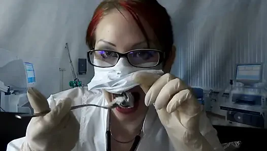 Doctor eating in medical mask and gloves
