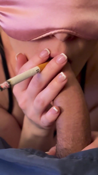Cigarette Smoking Blowjob While Blindfolded | Clip 1