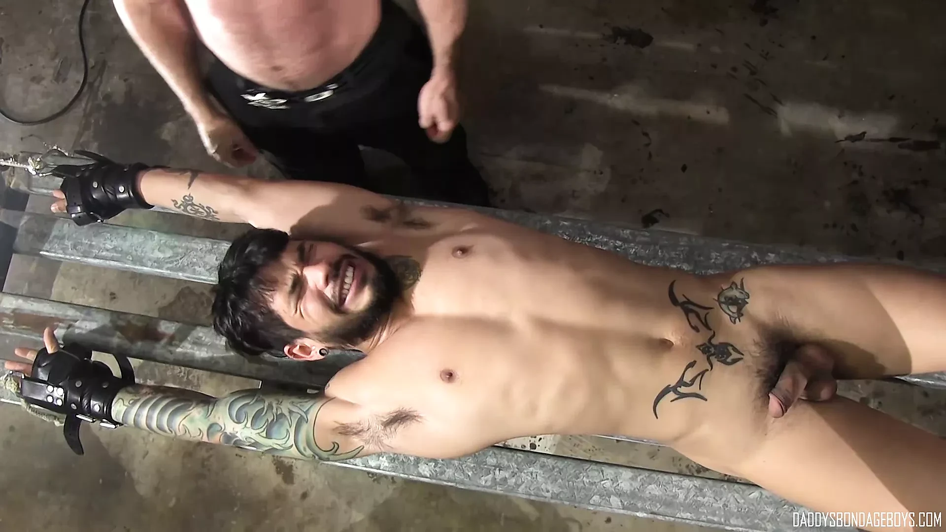 Draven stretched out and jerked off by officer Matt
