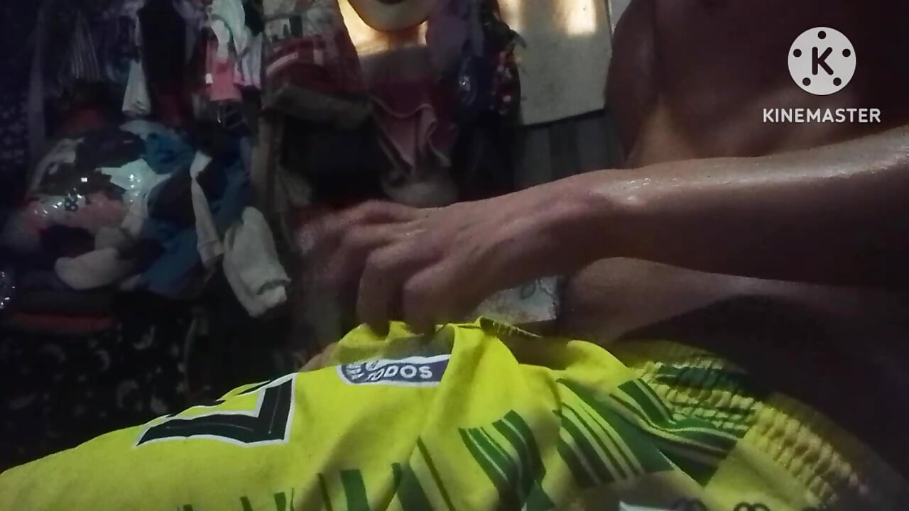 Rubbing it with the shorts