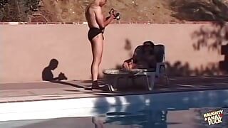 Pool Foursome with Anal Delights and a Sloppy Facial Finish