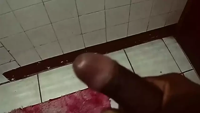 Stroking hard black cock