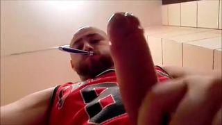 Str8 brush his teeth and stroke his cock