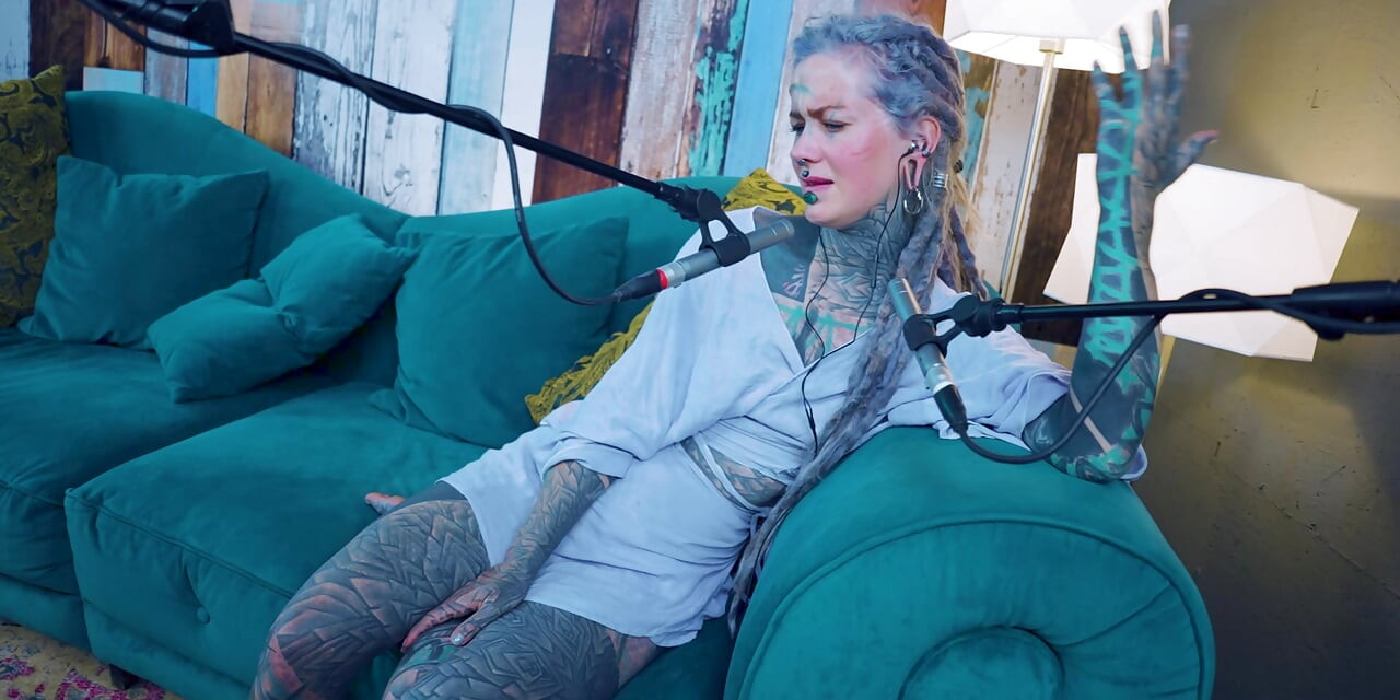 I talk about F - Fear - ASMR podcast SFW talking goth skinny girl dreadlocks tattoo model inked girl