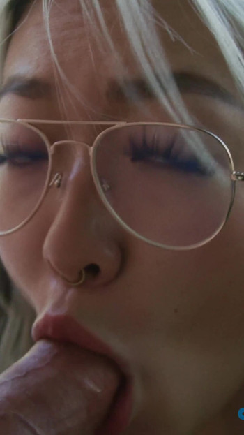 Must-share moment from "Petite Asian Slut loves to show off her cock sucking skills in slow motion before getting a load of"