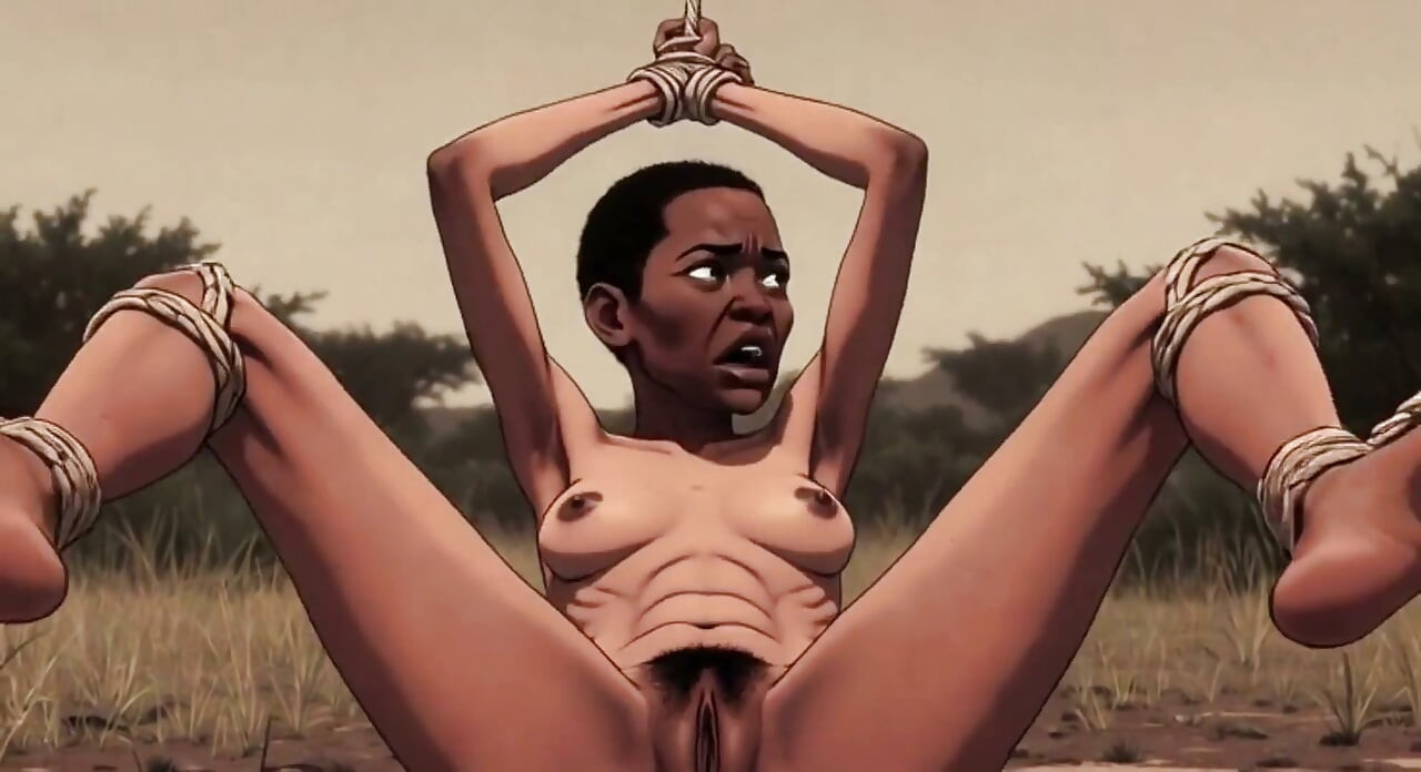 Frumusețe africană negresă legată în Savanna sălbatică - Frică și excitare intensă