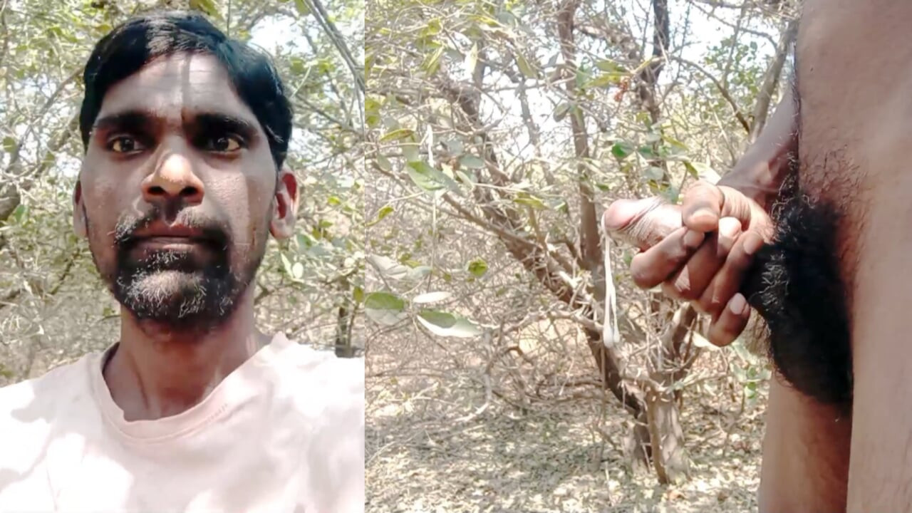 Rajesh Playboy 993 outdoor masturbation big cock and cumming in the jungle. Outside handjob