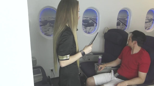 Foot fetish sex with stewardess while in airplane