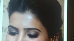 Tamil actress Samantha cum tribute on face.