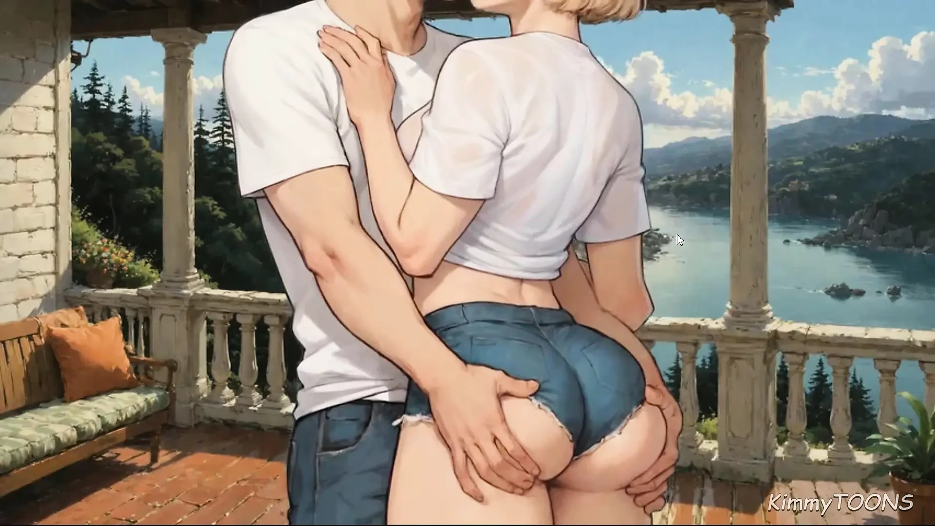 큰 후장 마누라 발코니 빨기