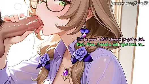 Pass 5 interviews with Genshin Impact girls to get a job (Sex JOI)
