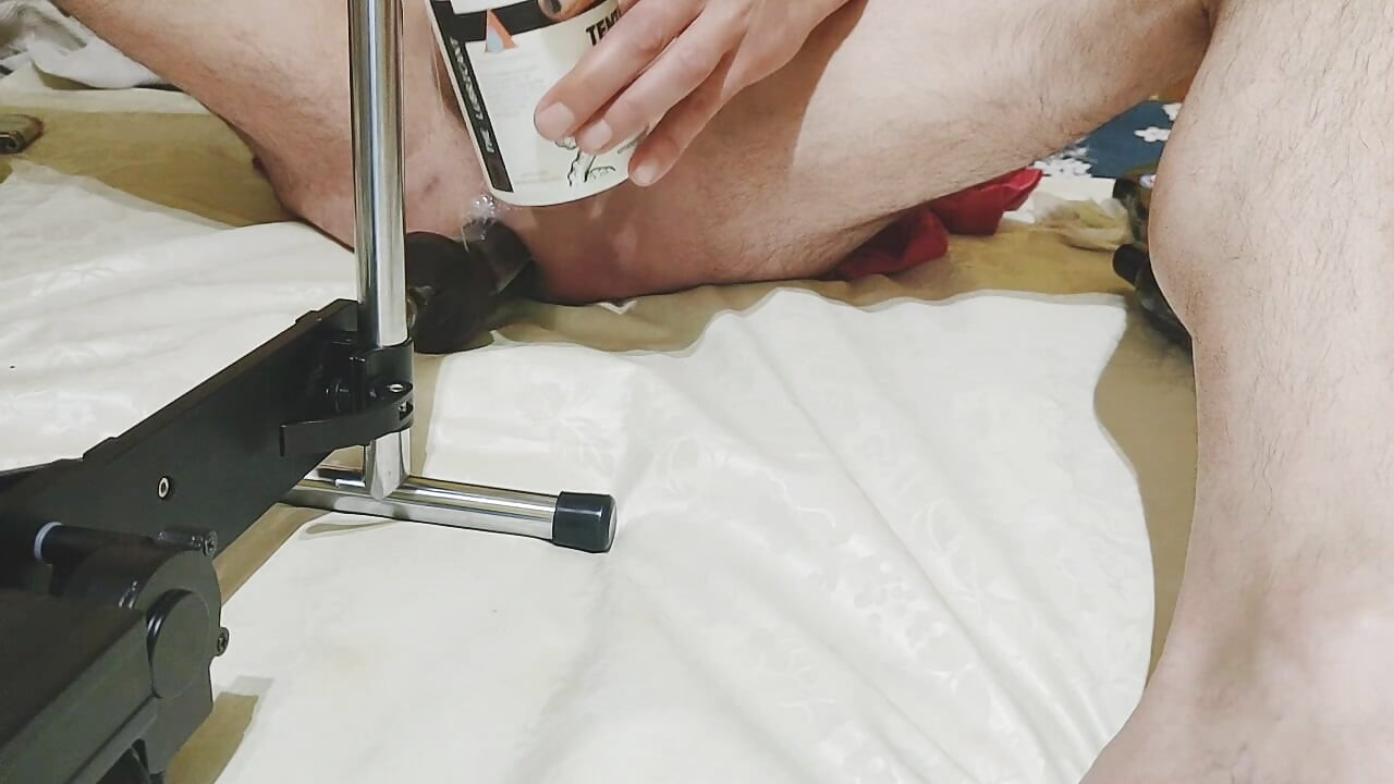 Anal gape with monster dildo