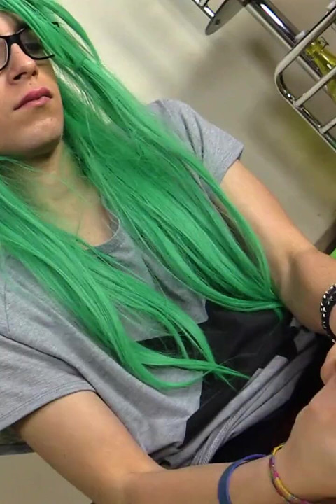 Transexual girl pissing and dringking own pee