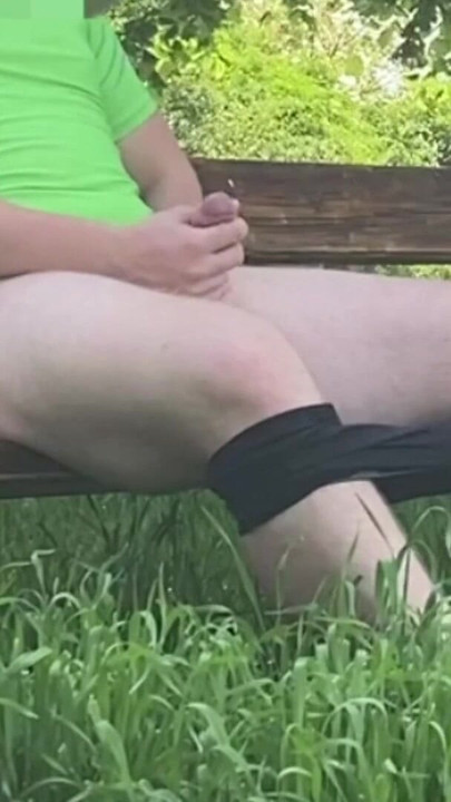 Powerful moment from "Huge risky cumshot on public park bench"