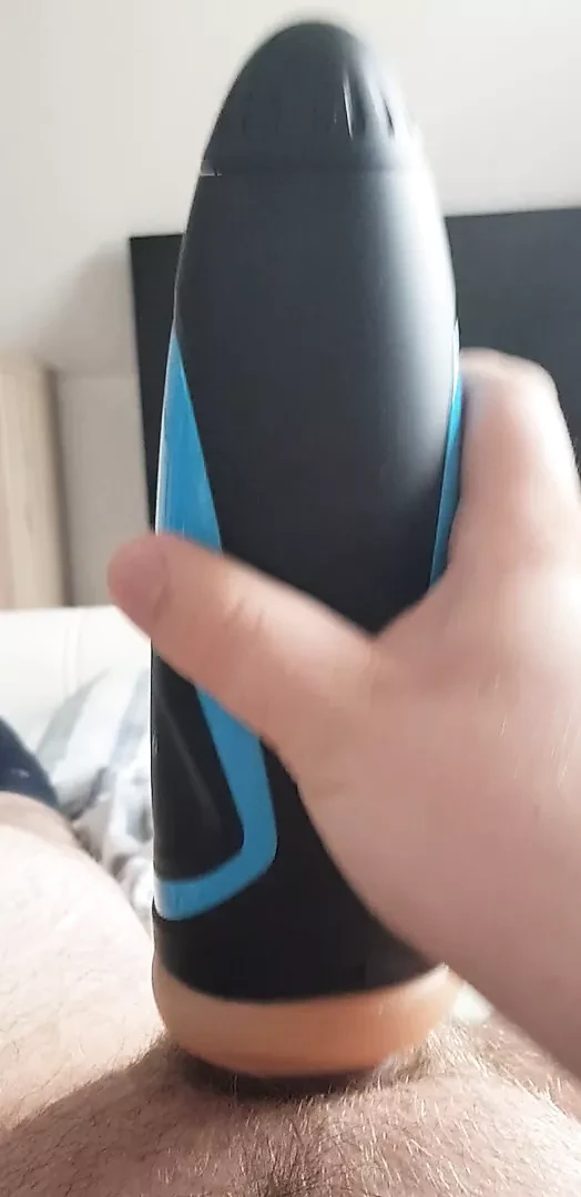 young boy gets off with toy #2
