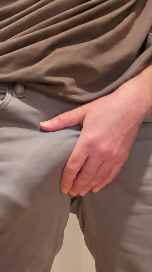 Huge hanging cock with mushroom head bulging in jeans | Clip 1
