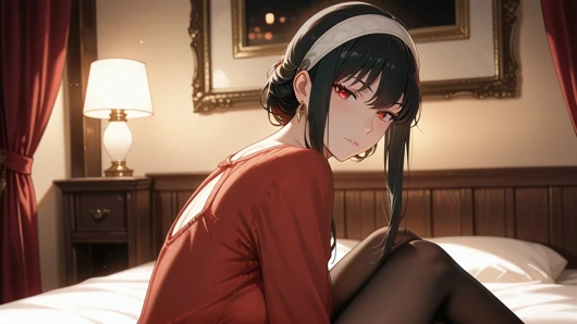 Yor forger sex im schlafzimmer. Yor Forger mag eine schlampe sein. Hentai cosplay (KI-generated)