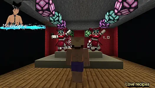 Minecraft Decor Mod FNAF - memamerkan beberapa animatronics aneh memakai beberapa pakaian bagus