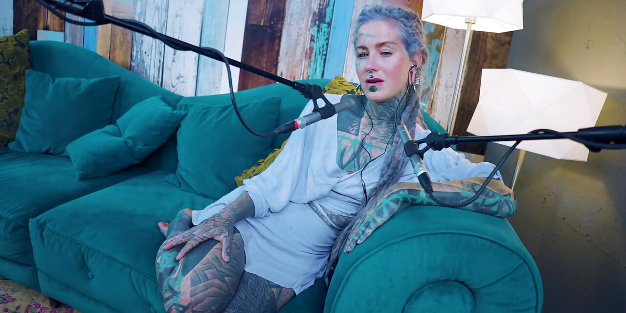 I talk about F - Fear - ASMR podcast SFW talking goth skinny girl dreadlocks tattoo model inked girl