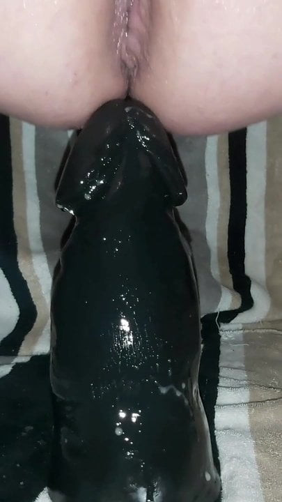 Huge dildo making my ass wide open