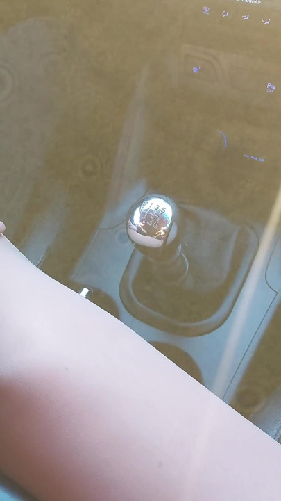 Horny stepmom teases her stepson with her sexy legs in stockings in the car | Clip 1