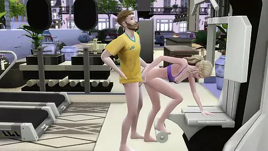 Studentin schließt sich dem Team an und wird vom trainer im fitnessstudio gefickt. Die Sims