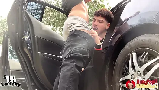 Caught Sucking Big Dick Uncut Cock Hung Papi Outdoor!