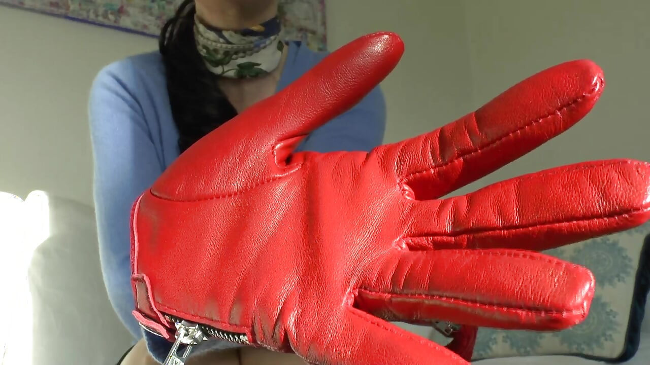 Today Is Your Cum Day! Sniffing Red Leather Gloves, Lady Victoria Valente