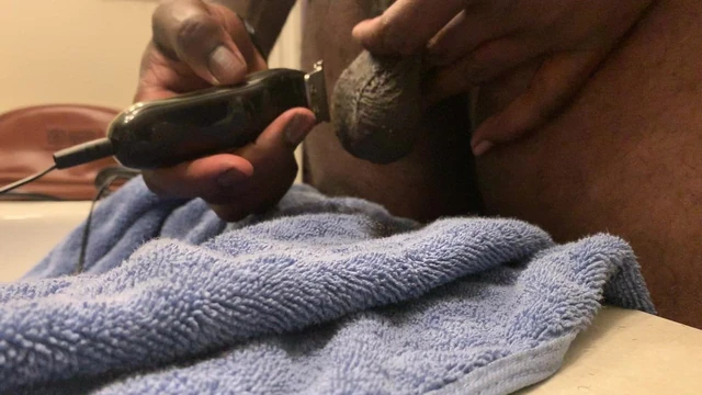 Shaving my big balls and my bbc
