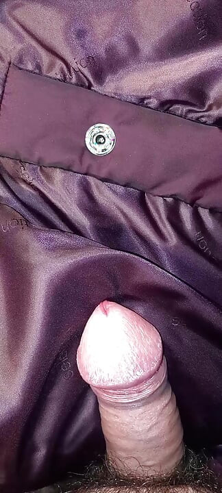 Ejaculating my cum on the lining of her long ladycoat