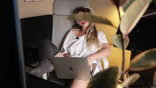 Wife desperately masturbates for her subscriber while her husband is not home