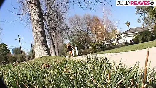 Hot blonde bends over while getting fucked by a huge cock as she sucks another