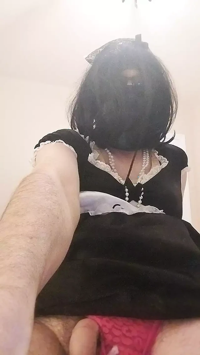 Sissymaids outfit, butt plug & cumshot