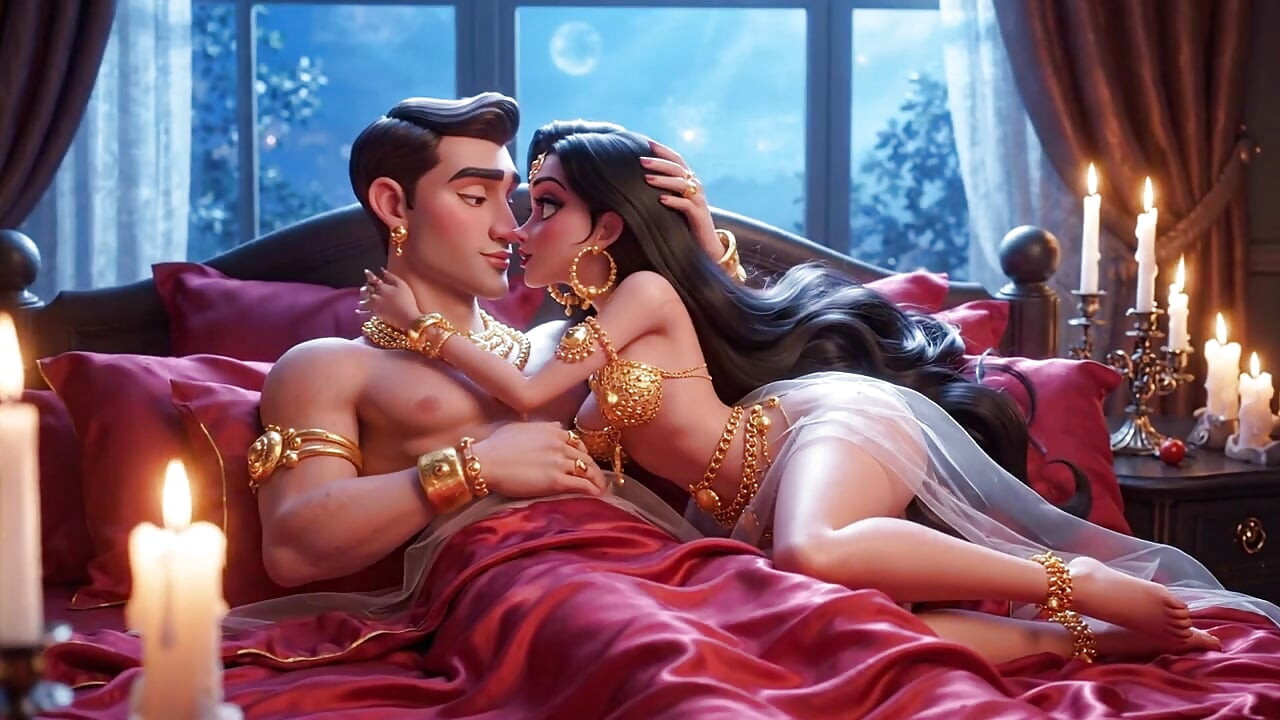 Luxury Cartoon Lovers Intimate Bedroom Romance Compilation - Gold Ornaments Sensual Animated Passion