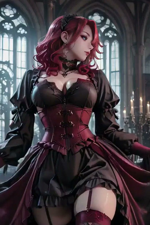 Kızıl saçlı gotik muse: karanlık mezarlıkta karşılaşma.