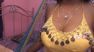Big boobs Indian babe in bed sucking and fucking white guy's dick