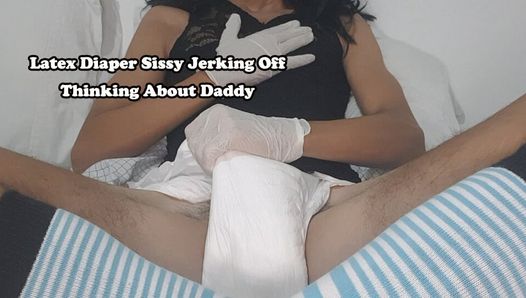 Latex Diaper Sissy Branler En Pensant À Papa